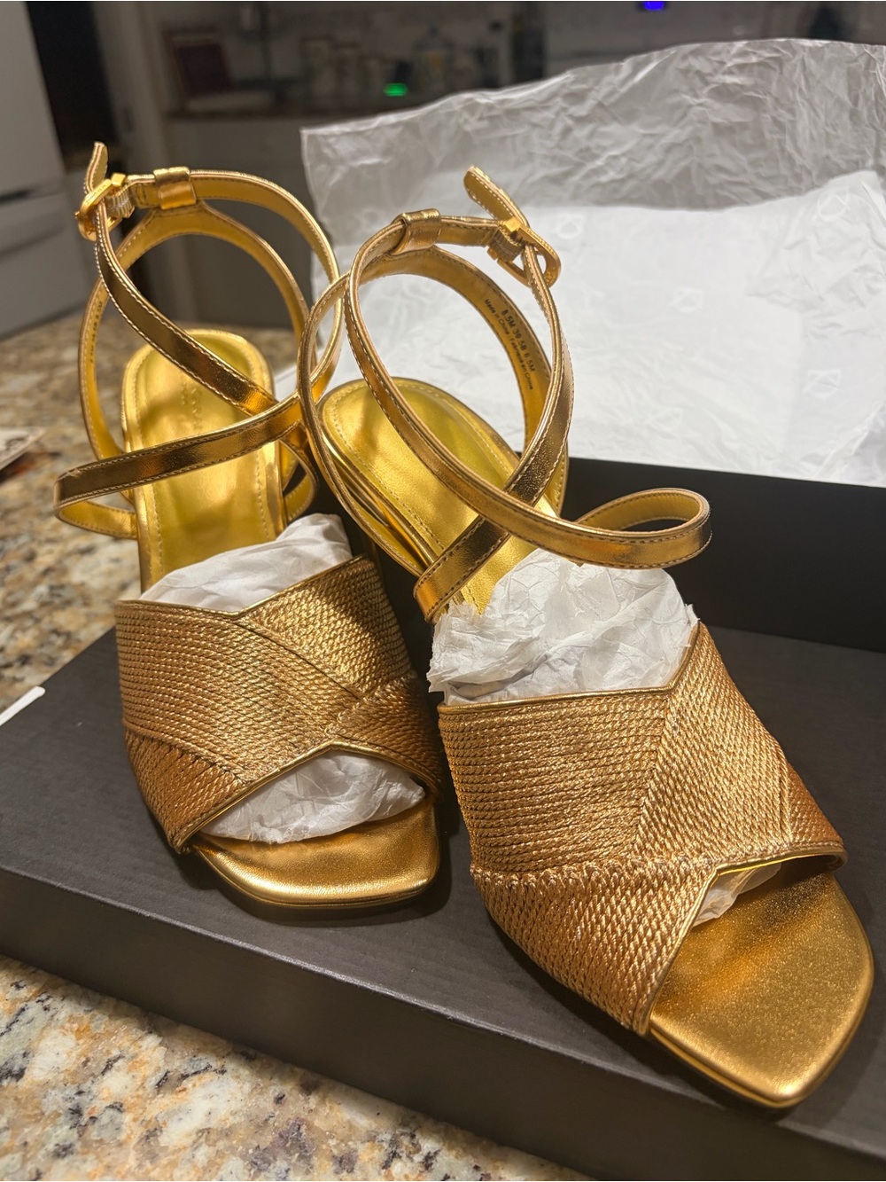 Donna Karan NY Brooks Gold Strappy Womens Sandals